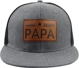 Limited Edition Papa Trucker Hat for Men, Vintage Cotton Leather Patch Dad Baseball Cap