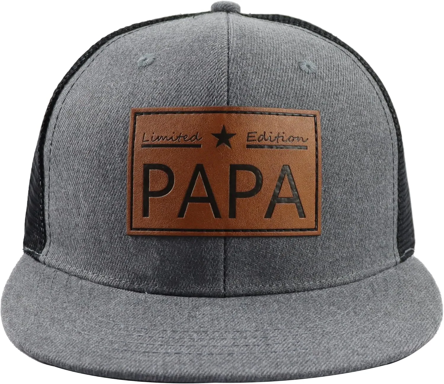 Limited Edition Papa Trucker Hat for Men, Vintage Cotton Leather Patch Dad Baseball Cap