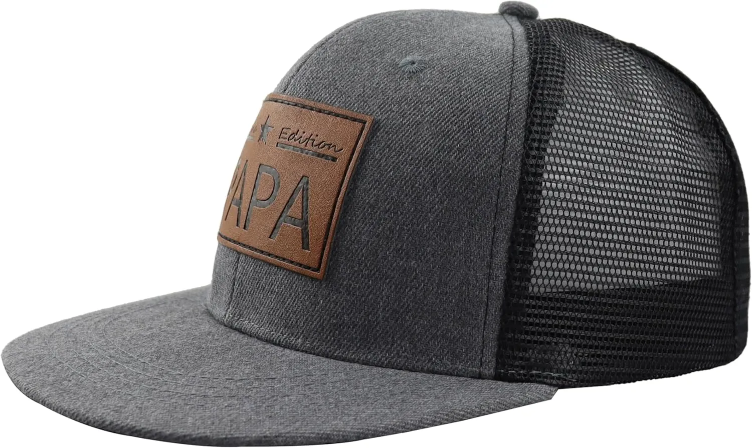 Limited Edition Papa Trucker Hat for Men, Vintage Cotton Leather Patch Dad Baseball Cap