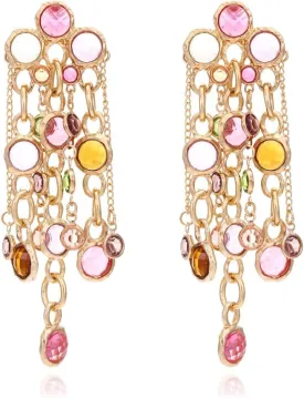 Long Tassel Earrings Boho Artificial Crystal Earrings Elegant Earrings Drop Hook Vintage Multi-Layer Earrings Long Tassel Chain Earrings Jewelry for Women