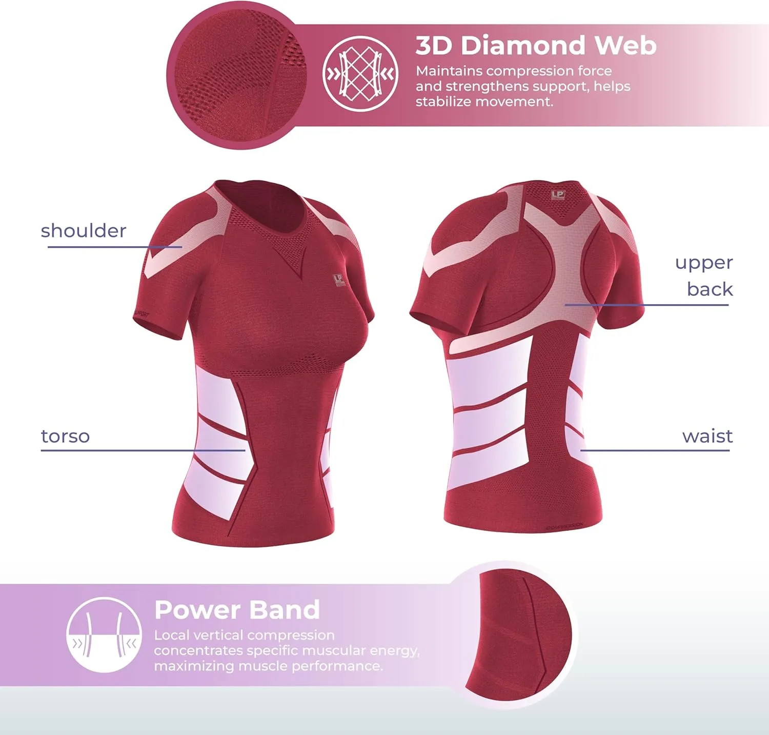 LP SUPPORT ARF2301Z Short Sleeve Workout Tops for Women, Gym, Yoga - Ultimate Comfort & Support