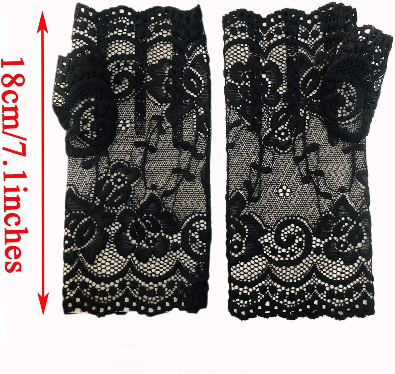 monochef Women Short Lace Gloves Sunblock Fingerless Bridal Wrist Gloves Opera Evening Wedding Tea Party Prom Cosplay 1920s