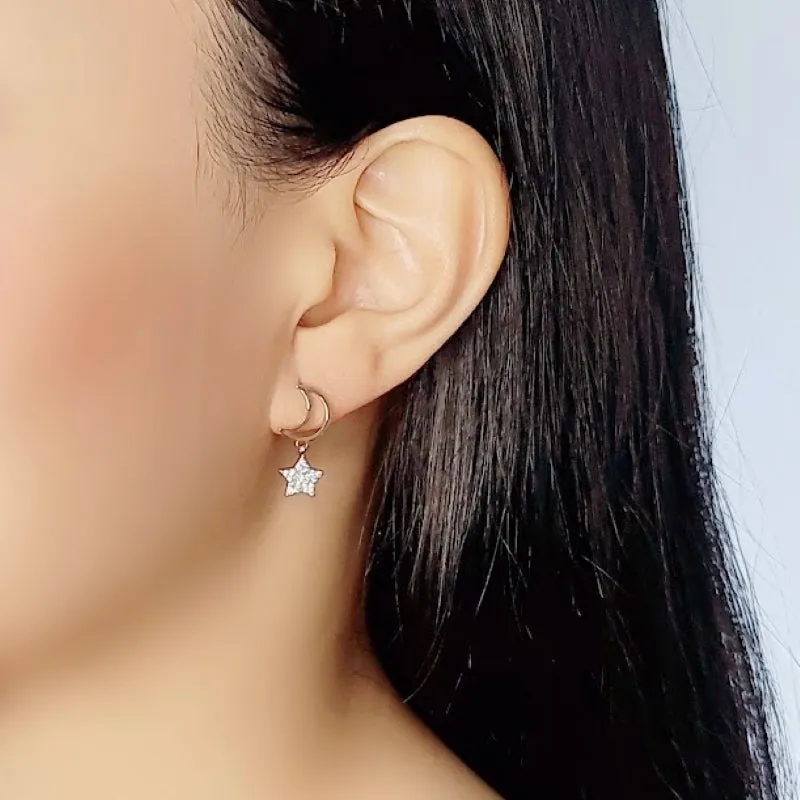 Moon & Star Cubic Zirconia Earrings