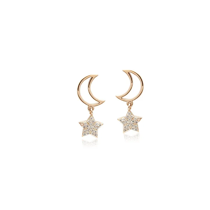 Moon & Star Cubic Zirconia Earrings