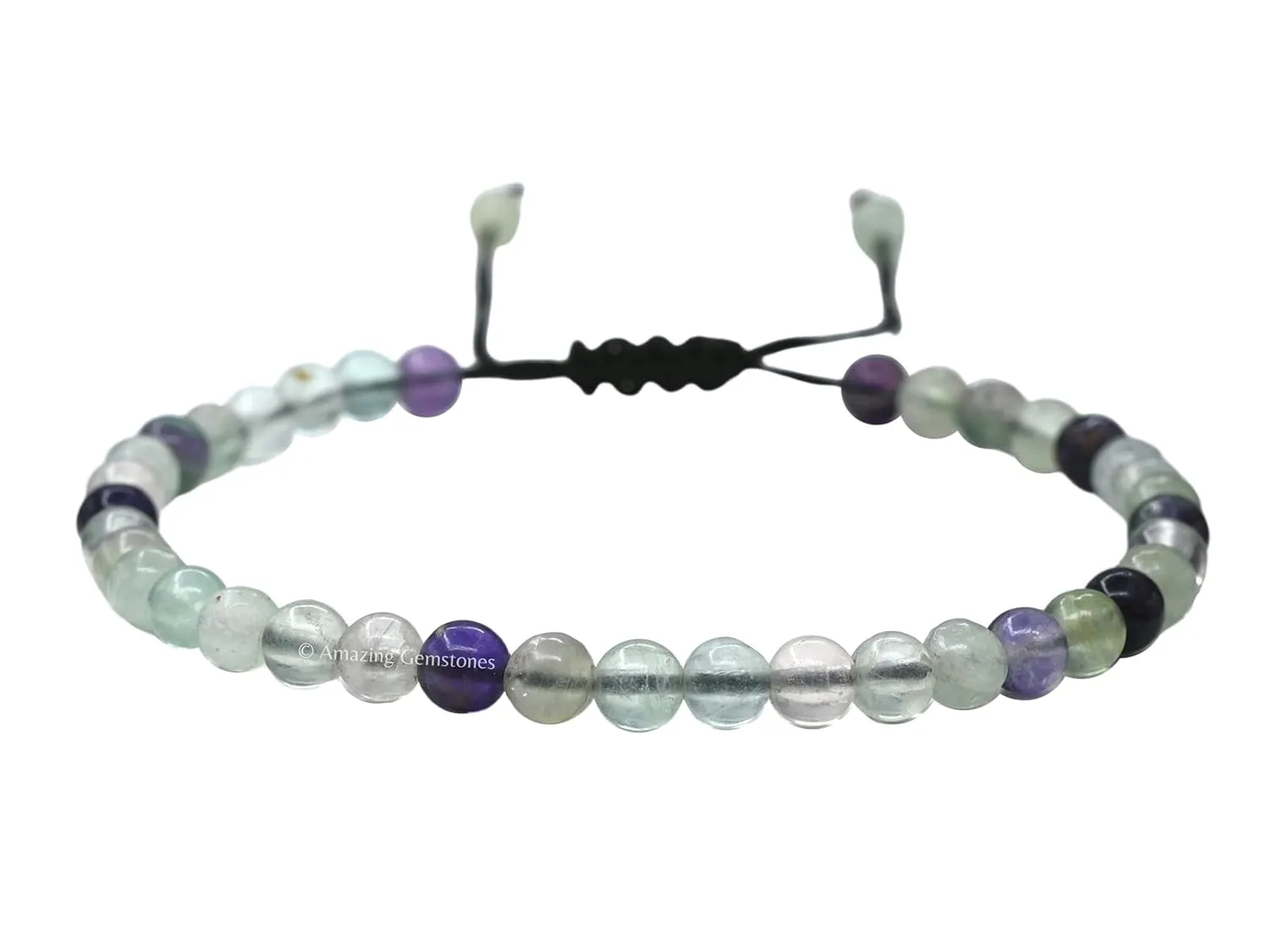Multi Fluorite Anklet Ankle Bracelets for Women - Waterproof Beaded Healing Crystal Anklets, Plus Size Chakra Gemstone Bead Anklet (Stretchy Adjustable - Plain)