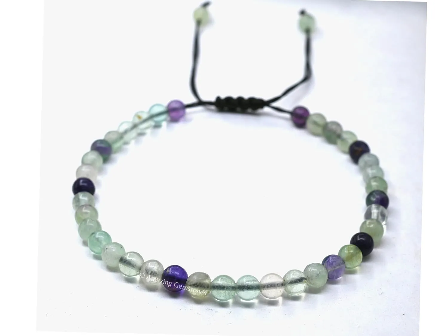 Multi Fluorite Anklet Ankle Bracelets for Women - Waterproof Beaded Healing Crystal Anklets, Plus Size Chakra Gemstone Bead Anklet (Stretchy Adjustable - Plain)