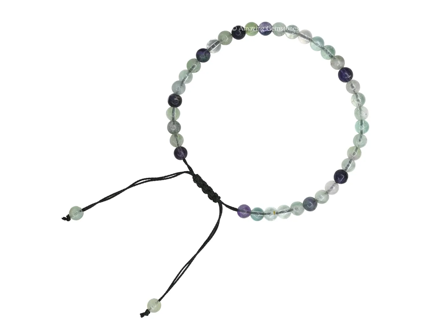 Multi Fluorite Anklet Ankle Bracelets for Women - Waterproof Beaded Healing Crystal Anklets, Plus Size Chakra Gemstone Bead Anklet (Stretchy Adjustable - Plain)