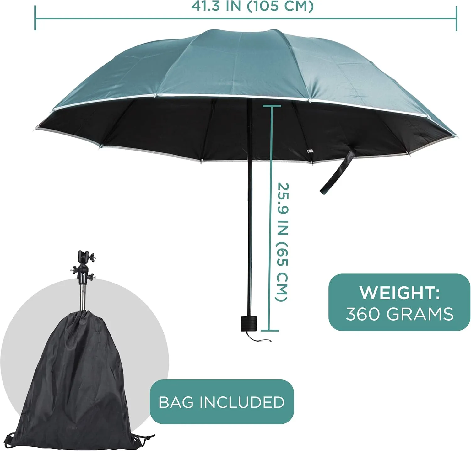 Primo Supply Wearable Hands-Free Umbrella Sun Rain Blocker Fishing Outdoor Use Running Jogging Get Shade and Avoid Hot Afternoons Outside and UV Sunburn | Green