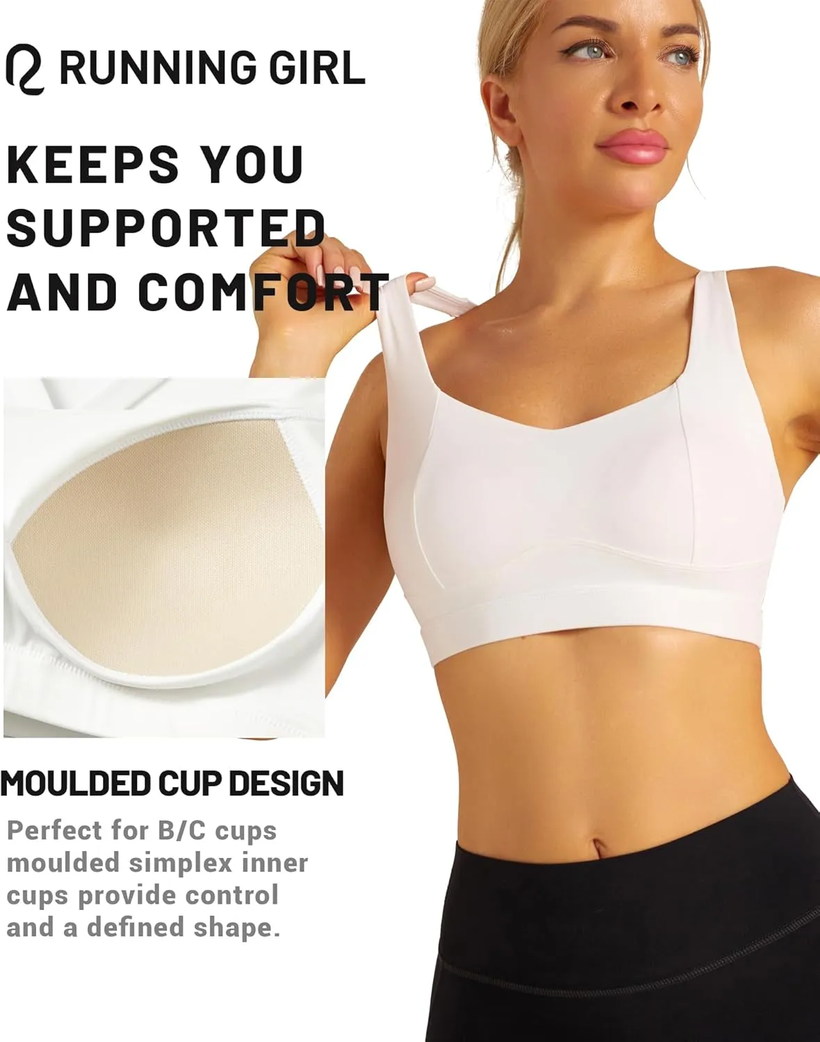 RUNNING GIRL Sports Bras for Women High Support,Molded Cup High Impact Sports Bra Criss Cross Strappy Workout Yoga Bra