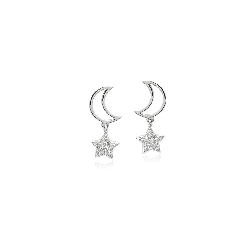 Star & Moon Cubic Zirconia Earrings