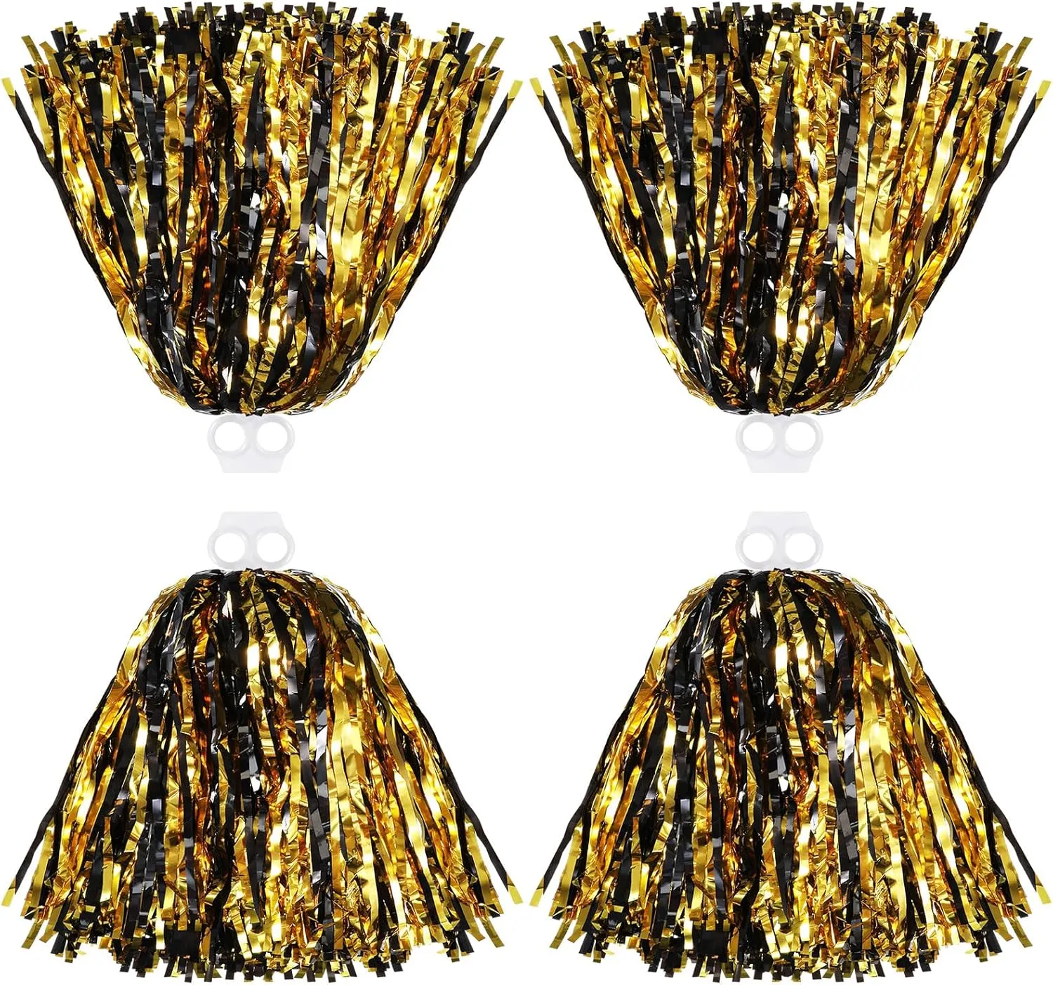 Thenshop Cheerleading Pom Poms 4 Pack Cheerleader Squad Spirited Fun Pompoms Cheer Hand Flowers Metallic Foil Pompoms for Adults Sports Meeting Team Spirit Cheering Party
