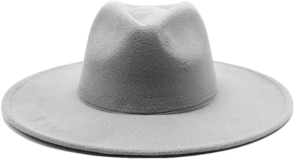 Winter Wool Solid Classic Fedoras Cap Men Women Panama Jazz Hat Wide Brim Fedoras