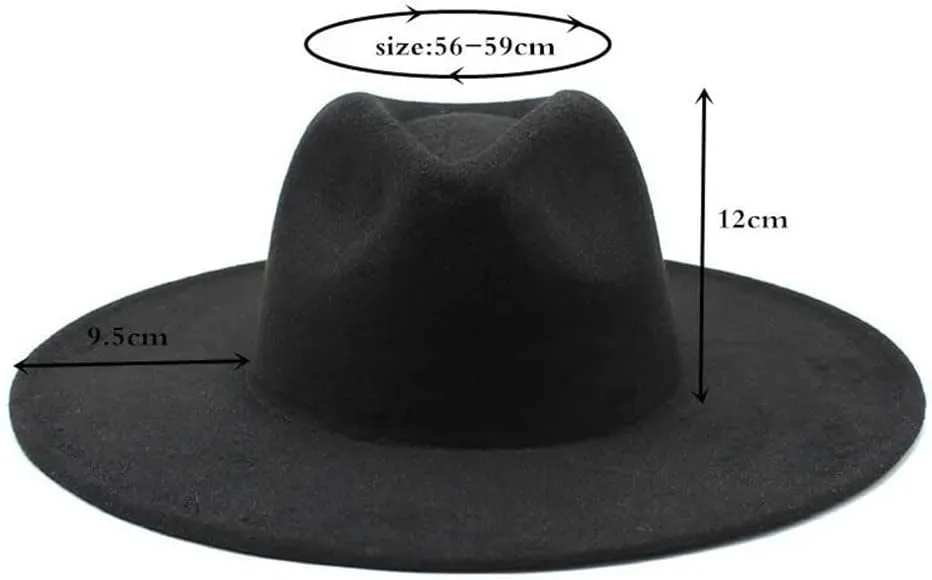 Winter Wool Solid Classic Fedoras Cap Men Women Panama Jazz Hat Wide Brim Fedoras