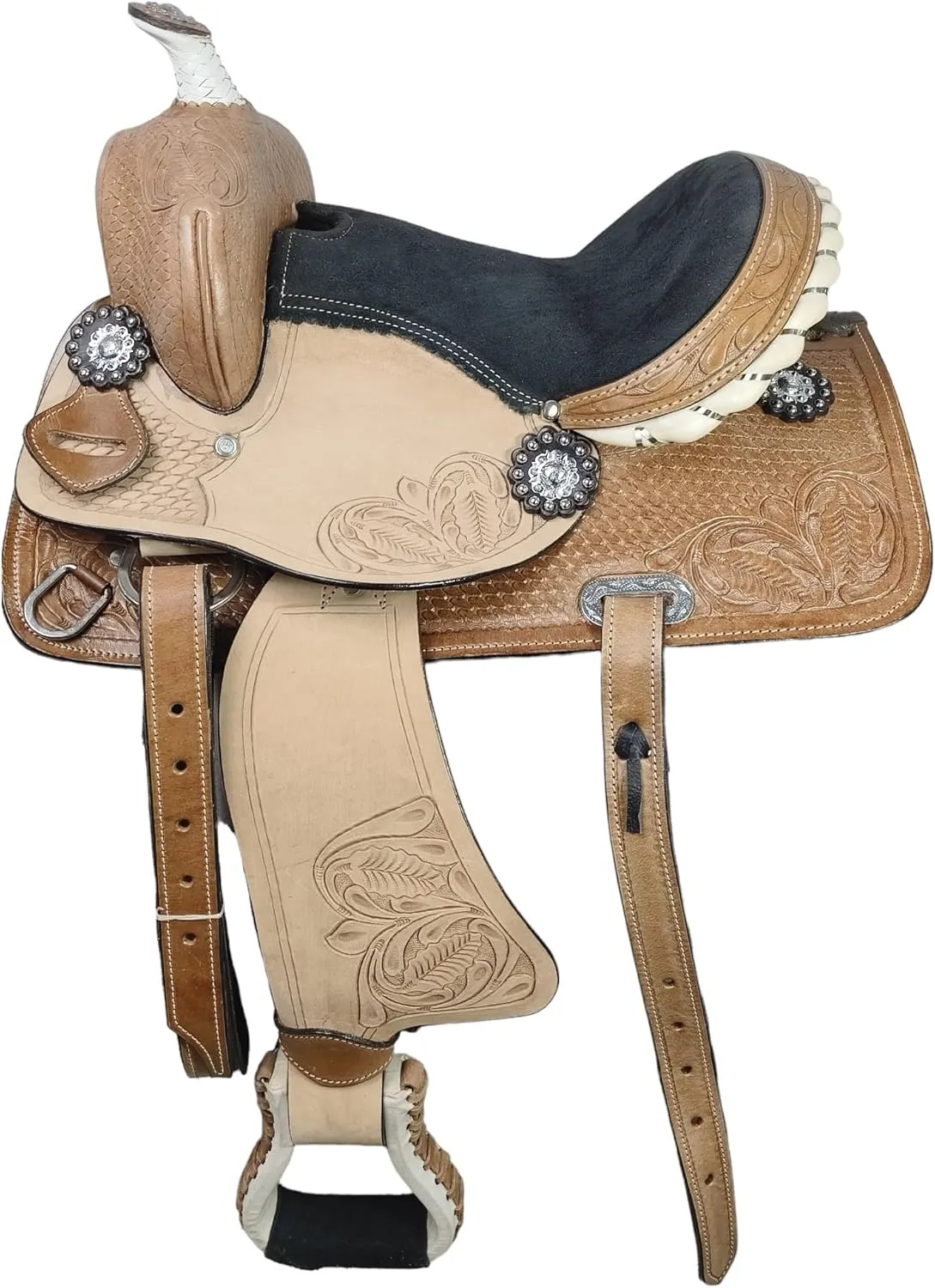 Youth Child Premium Leather Western Barrel Racing Pony Miniature Horse Saddle 10" to 12" inches Seat Available