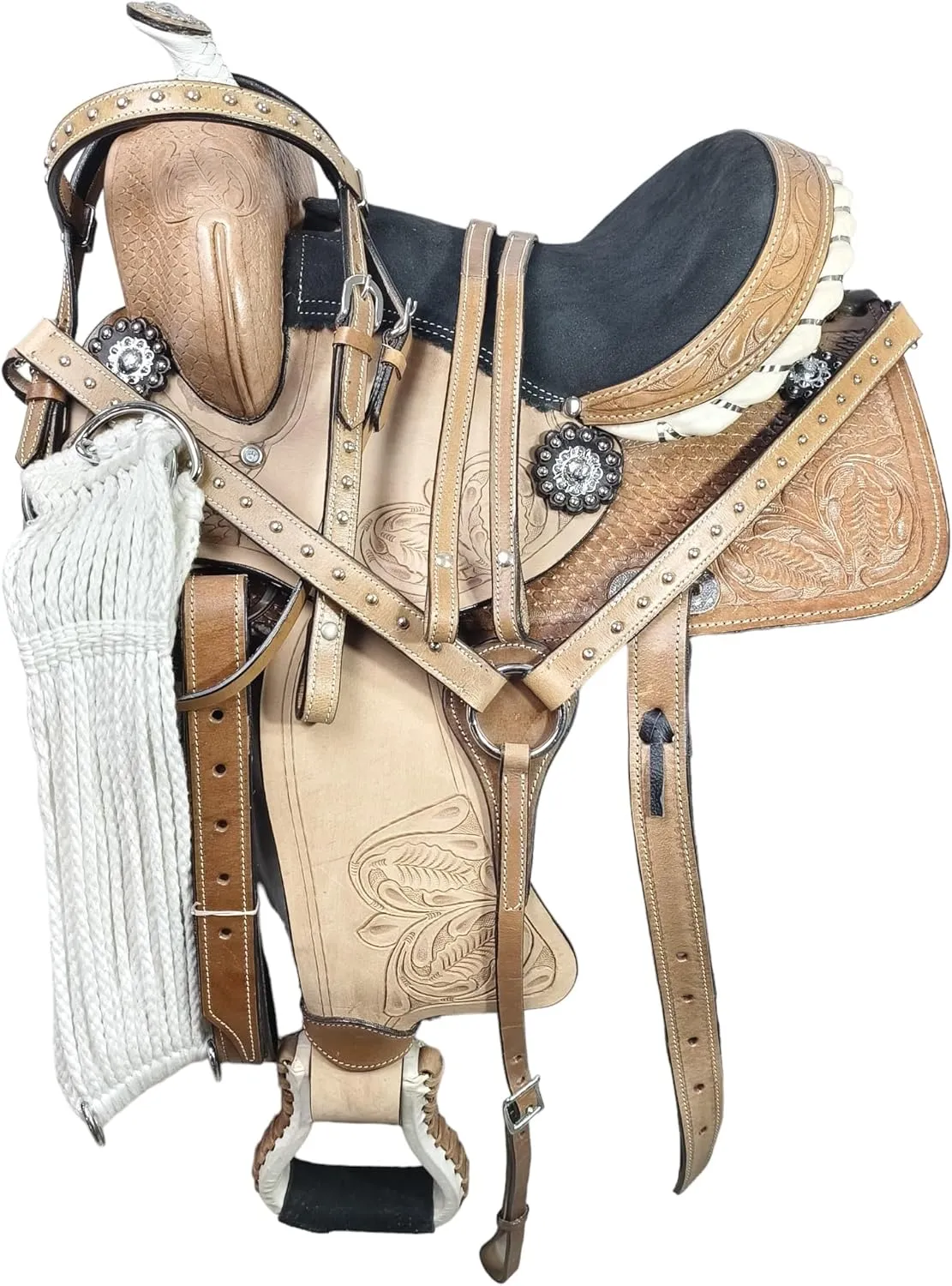 Youth Child Premium Leather Western Barrel Racing Pony Miniature Horse Saddle 10" to 12" inches Seat Available